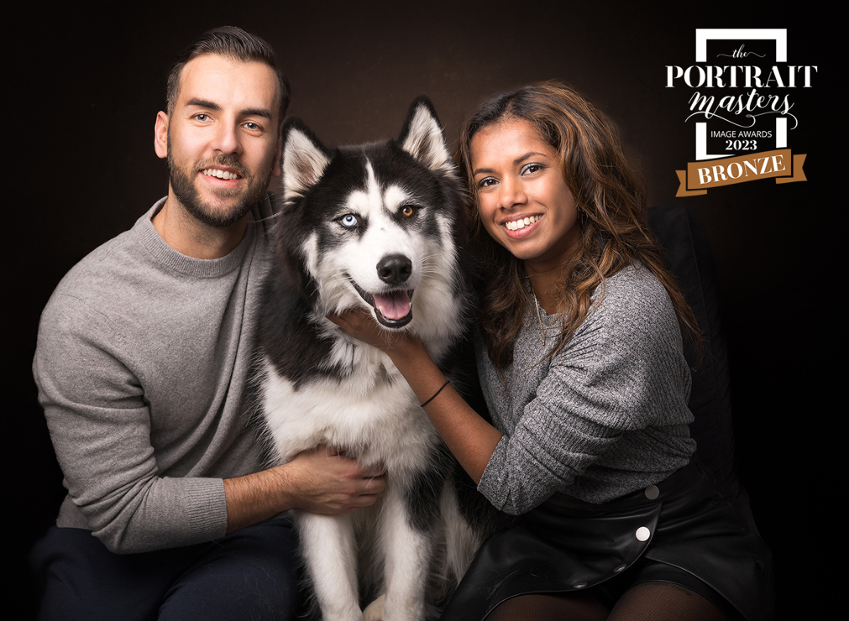 séance photo avec un chien